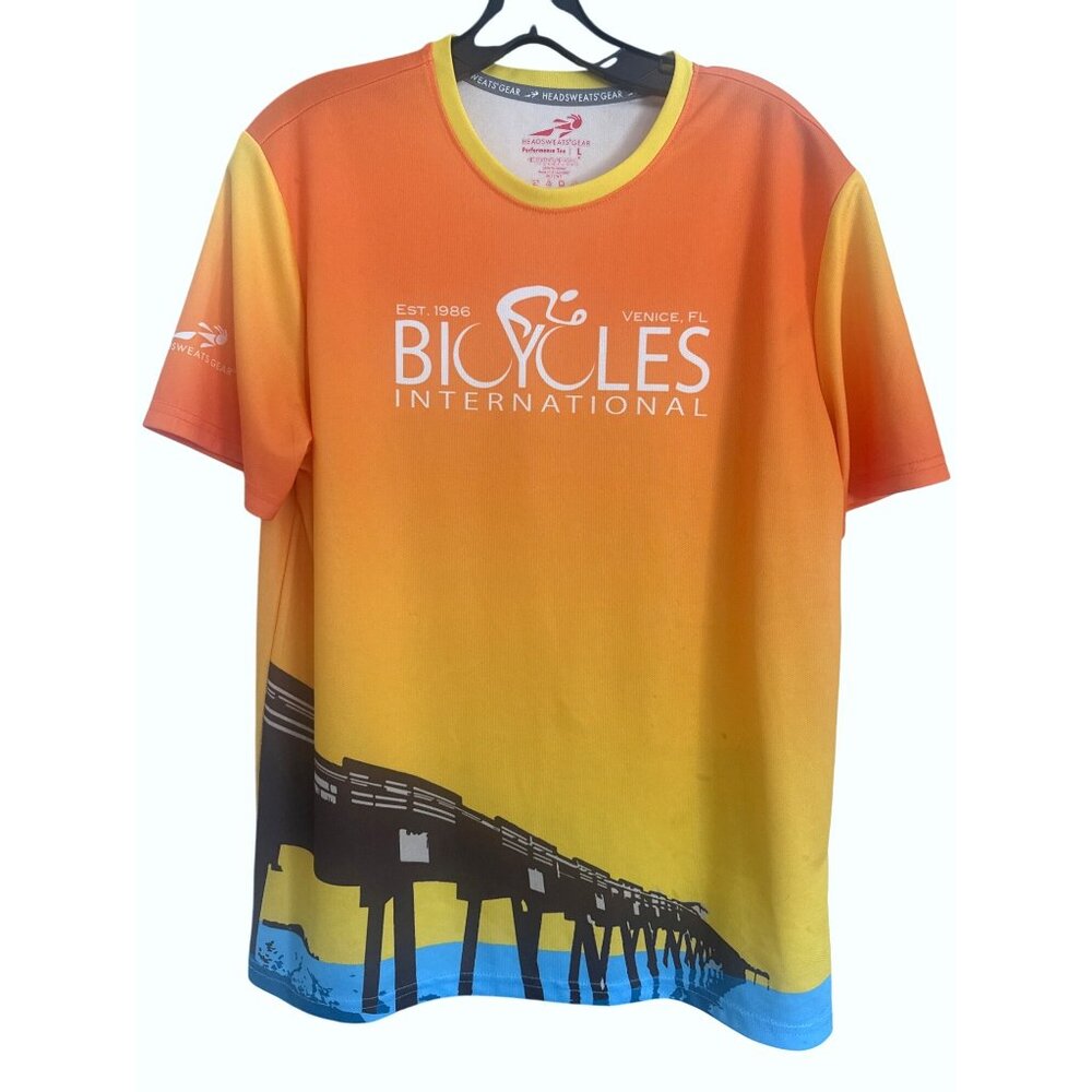 Headsweats Gear Performance shirt L Orange Yellow Bike Cycling shirt